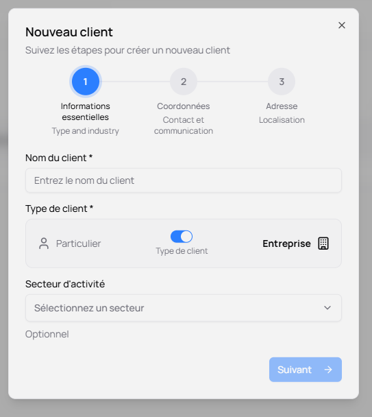 Créer un nouveau client