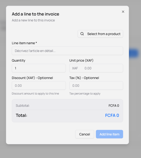 Add a line to invoice