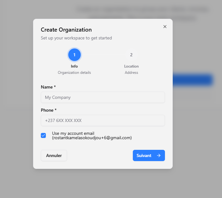Organization creation