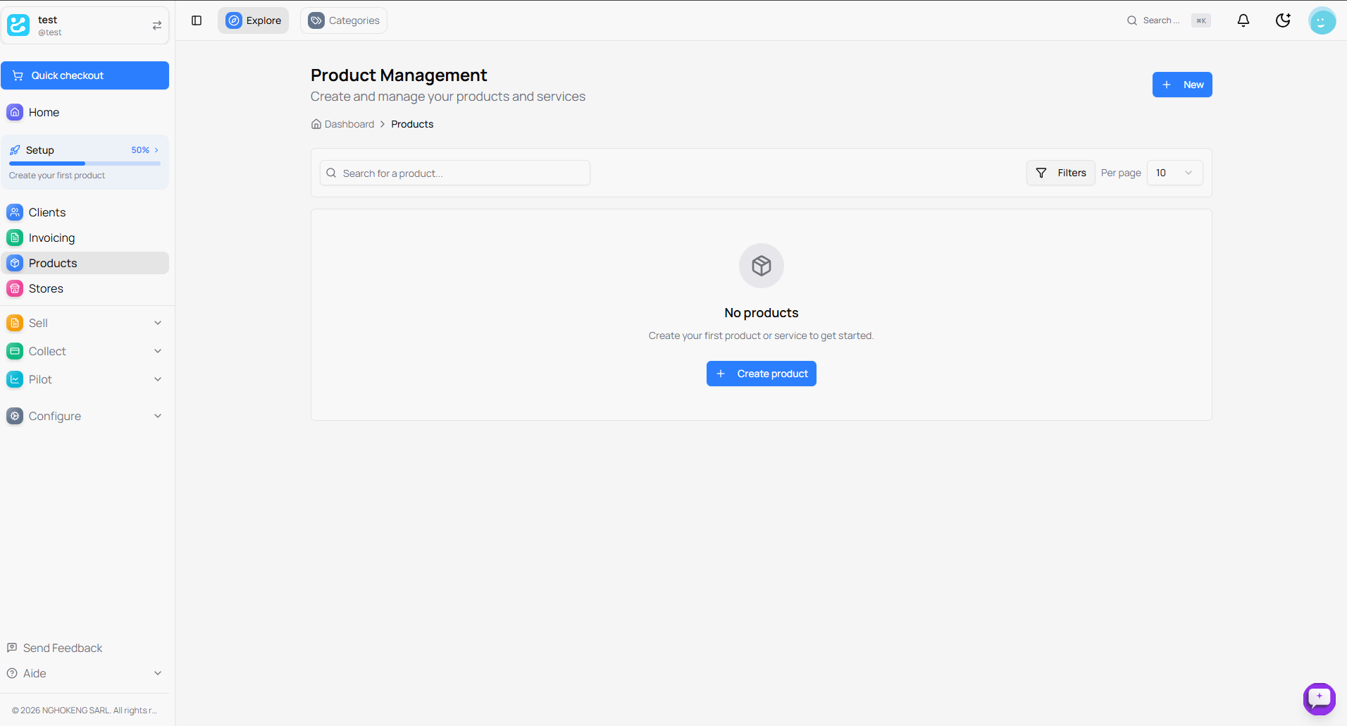Product management page